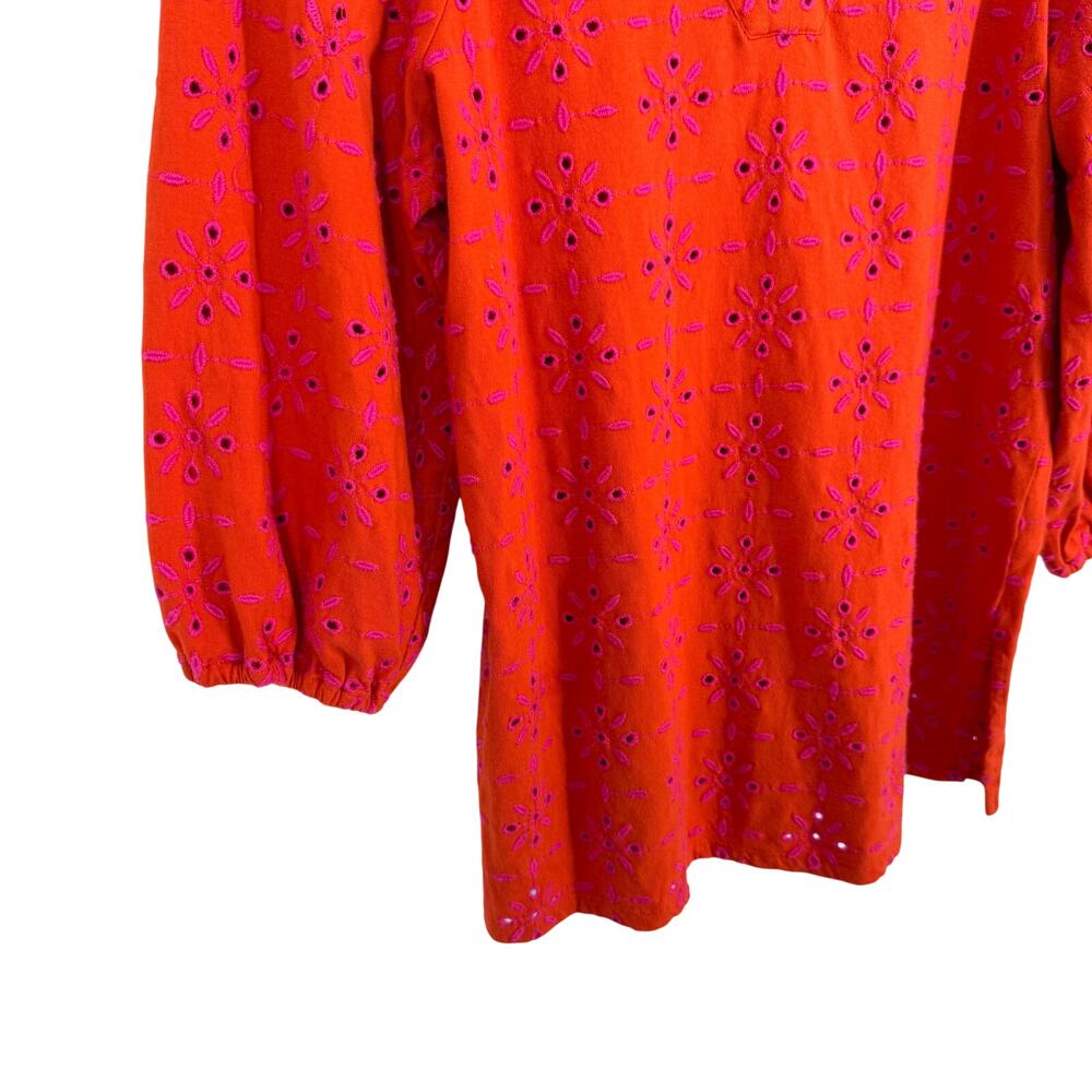 J.Jill XS Petite XSP Orange Pink Tropical Floral Blouse Shirt Top Summer Beach - Picture 6 of 10